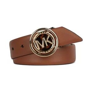 Michael Kors NWT Faux Tortoiseshell Buckle Leather Belt Luggage Brown Medium New